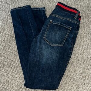 CAbi Slim Blue and Red Jeans with Stylish Waistband